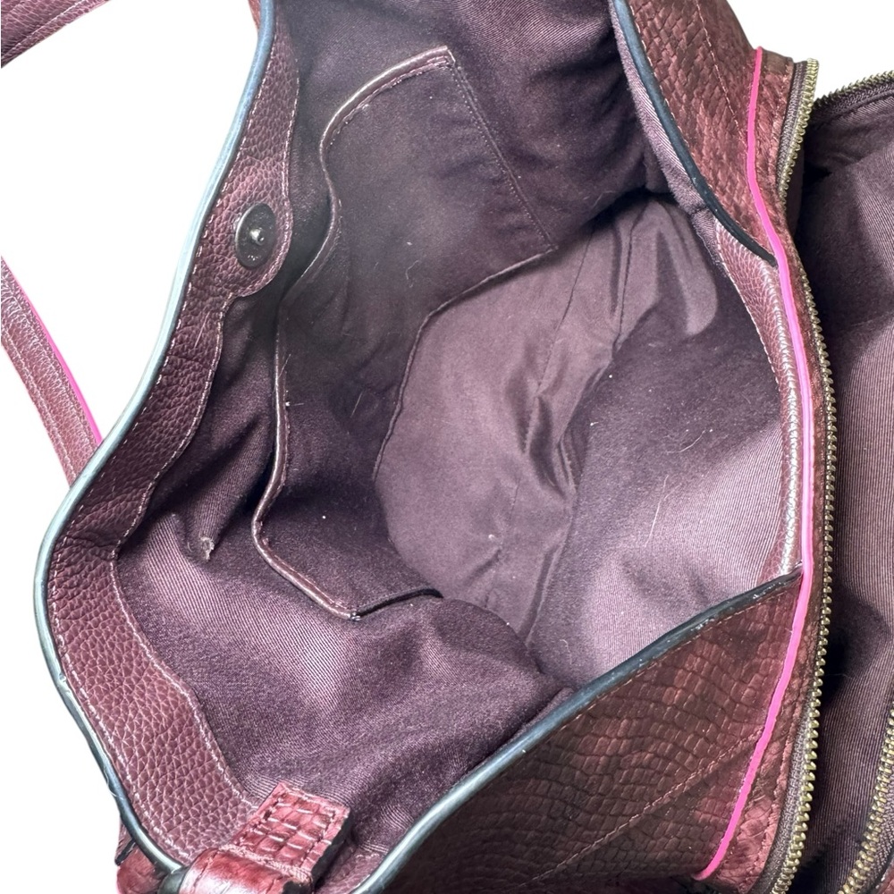 Coach Lexy Colorblock Pebble Leather & Genuine Snakeskin Shoulder Bag Burgundy - Picture 15 of 17
